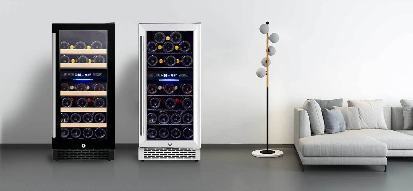Refrigerador de vinho e bebidas de zona dupla de 15 polegadas
