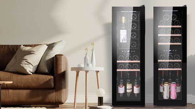 free standing dual zone wine fridge