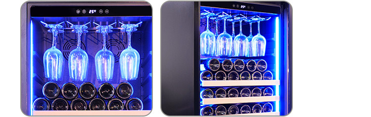 Refrigerador de vinho estilo vintage e luz LED