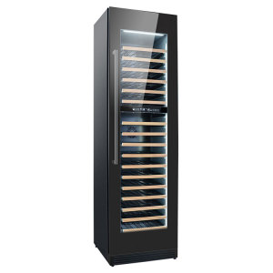 Atacado Top 148 Garrafas Refrigerador de Vinho Zona Dupla Sem Costura SS Construído em Refrigerador de Vinho ZS-B445 Com Prateleira de Fio Deslizante e Compressor Inversor