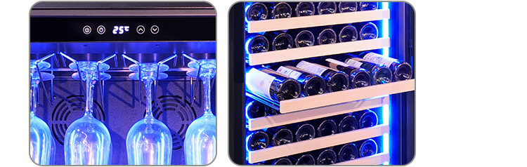 Refrigerador de vinho vertical com rack de faia