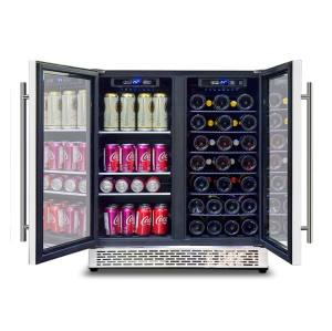 Großhandelsdoppelter französischer SS-Tür-Getränkekühler-Weinkühlschrank ZS-B176 mit Drahtgestell-Gebrauch unter Küchenarbeitsplatten