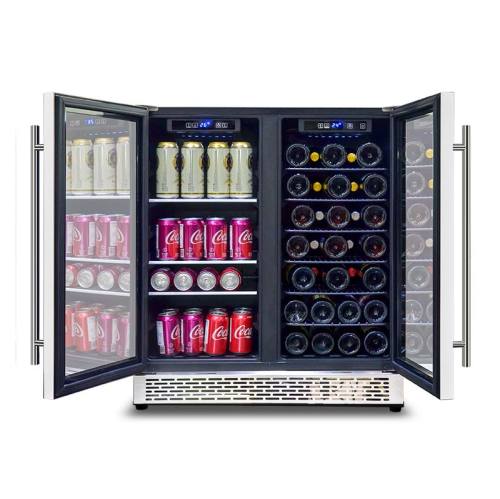 Venta al por mayor Doble puerta francesa SS Refrigerador de bebidas Refrigerador de vino ZS-B176 con estante de alambre Uso debajo de encimeras de cocina