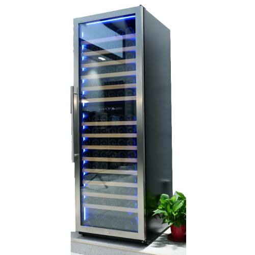 Wholesale Free Standing Dual Zone Thermoelectric Wine Cooler ZS-B459 with Blue LED Light and Seamless SS Door