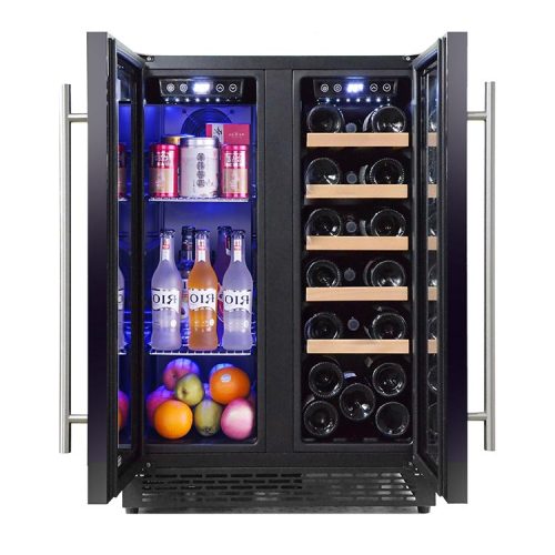 Wholesale Undercounter Double Glass Door Wine And Beverage Coolers Fridge ZS-B120 For Drinks Storage With Wire Rack SS Handle