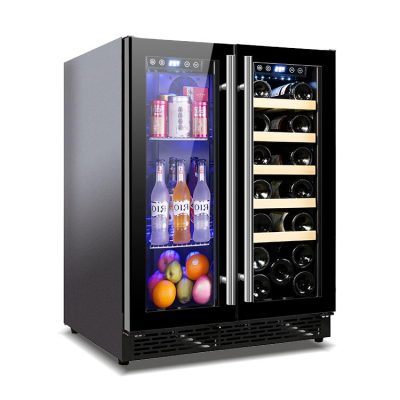 Wholesale Undercounter Double Glass Door Wine And Beverage Coolers Fridge ZS-B120 For Drinks Storage With Wire Rack SS Handle