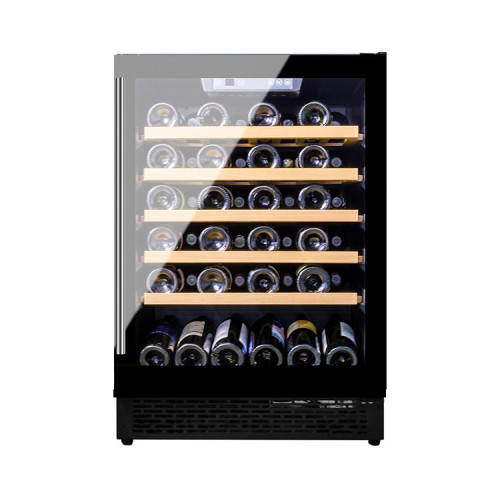 Großhandel 24-Zoll-Einzonen-Elektro-Weinkühler Kühlschränke ZS-A150 für die Weinlagerung unter Null mit Glastür