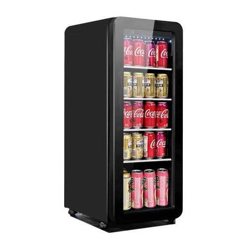 OEM Upright Small Black Fridge Drink Cooler Cabinet for Outdoor Beverages Refrigerator ZS-A58Y with Caster Wheels