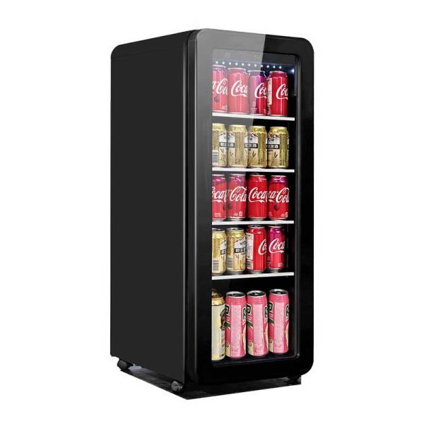 OEM Upright Small Black Fridge Drink Cooler Cabinet for Outdoor Beverages Refrigerator ZS-A58Y with Caster Wheels