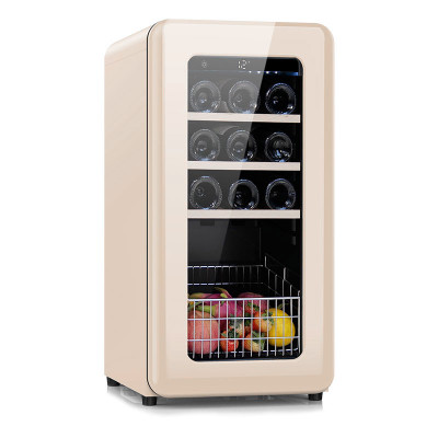 Refrigerador de vino y bebidas, enfriador de bebidas de vino de doble zona  de 24 pulgadas, nevera de cerveza y vino incorporada/independiente con un