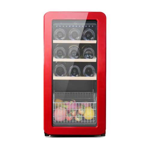 Commercial Mini Fridge Red ABS Retro Design with Fruit Basket for Ice Bars,Discounted bulk purchase