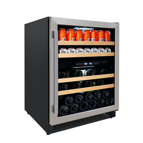 Private Label Dual Zone SS Door 24 Inch Built In Wine and Beverage Centre ZS-B145 with Beverage Shelf and Wooden Strip