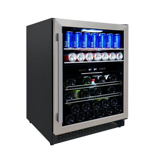 Manufacturer 24 Inch Dual Zone SS Door Built In Compressor Wine and Beverage Refrigerator ZS-B145 with Beverage Chrome Shelf