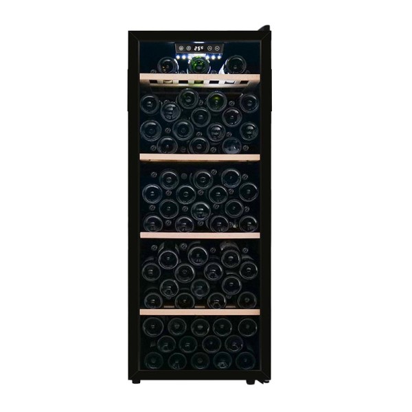 Gabinete enfriador de vino alto independiente de gran venta de Singapur con 105 botellas con estante de madera de haya y puerta de marco de plástico ZS-A200