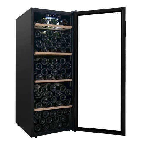 Singapore Hot Selling Freestanding Tall Wine Cooler Cabinet With 105 Bottles With Beech Wood Shelf and Plastic Frame Door ZS-A200