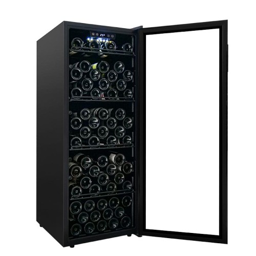 Mayorista 105 botellas Refrigeradores de vino independientes Zona única ZS-A200 con estante de alambre y puerta de marco de plástico