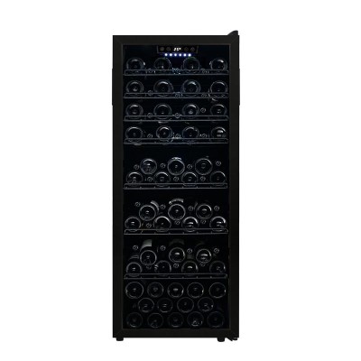 Fabricantes de 84 botellas de 1285 mm de altura Refrigeradores de vino independientes Zona única ZS-A200 con estante de alambre de 7 piezas y puerta de marco de plástico