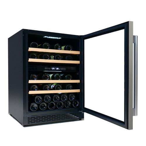 Wholesale 49 Bottles Dual Zone Built-In Wine and Beverage Fridge ZS-B145 for Wine Storage with Beech Wooden Rack and SS Door and Lock