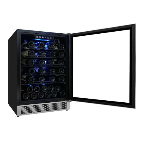 Wholesale Buy 49 Bottles Single Zone Glass Wine Fridge for Wine ZS-A150 with Wire Rack Built-In Kitchen