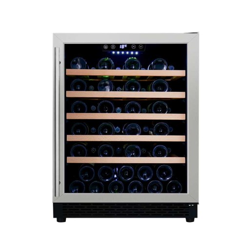 Wholesale Single Zone 24 Inch Wine Fridge Undercounter ZS-A145 for Wine Storage Cooler with Beech Wood Rack and SS Door