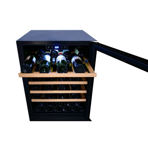 Wholesale Single Zone 24 Inch Wine Fridge Undercounter ZS-A145 for Wine Storage Cooler with Beech Wood Rack and SS Door