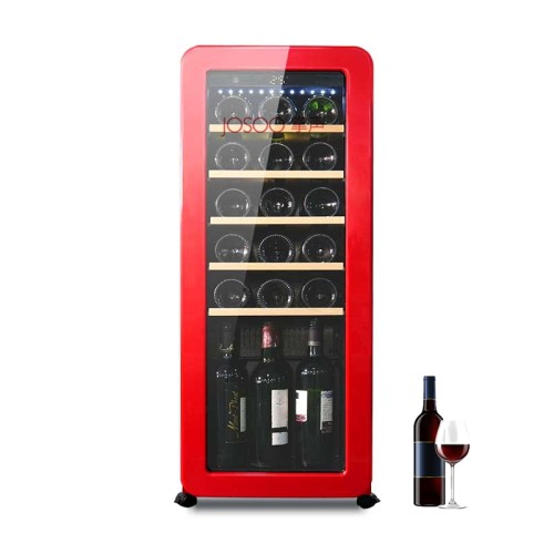 Wholesale Low Noise 37dB Small Wine Cooler 60L Red Retro Compressor Wine Refrigerator
