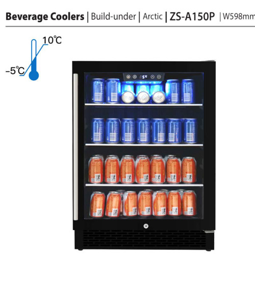 Josoo Single Zone Outdoor Wine Cooler And Bar Beer Fridge Under Counter Refrigerators For Store Ale With Glass Rack And Glass Door