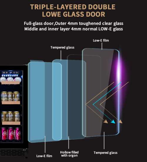 Customised Wholesale 3 Tier Full Glass Door Double Door Beer Refrigerator, -5 Degree Celsius for Ice Cream and Beverage Storage