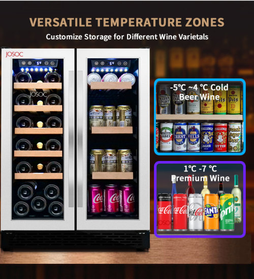 Wholesale Dual Door Wine and Beer Fridge French Door, Electric Beer Cooler -5 Degrees to Store Drinks