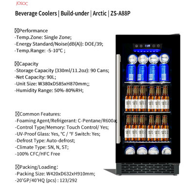 Smart Beverage Cooler Brand OEM Outdoor Storage Beer Drink Cooler with Chrome Shelf and SS Door