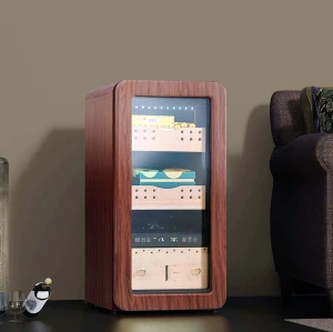 Josoo Custom Cigar Coolers Retro Woodgrain Style Zigarren-Humidor-Schrank Kühlschrank 2 Schubladen