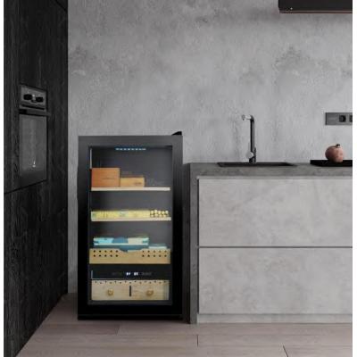 Wholesale Free Standing Thermoelectric Cigar Humidor ZS-A86X for Small Cigar Storage with Flat Cedar Wooden Rack and Full Glass Door