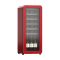 Customized 24 Bottle Freestanding Red Retro Wine Cooler with Beech Shelf and Universal Wheel F-class