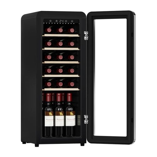 JOSOO Customize Free Standing Compressor 24 Bottles Wine Storage Black Retro Wine Cooler