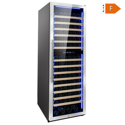 Wholesale Free Standing Dual Zone F class low noise Wine Cooler ZS-B459 with Blue LED Light and SS Door Frame