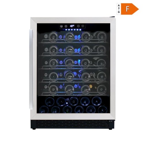 Josoo Wine Cooler 24 Inch Wide 53 Bottle Built-In Single Zone Wine Cooler ZS-A145 with Reversible SS Door LED Light