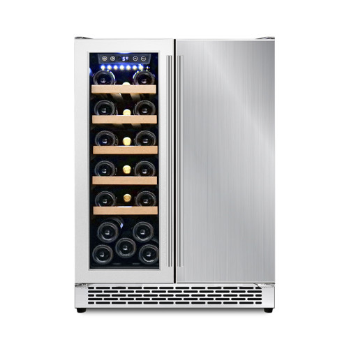 Wholesale Built-In Dual Zone SS French Door Wine Cooler ZS-B120 for Wine Storage with Stainless steel foam door