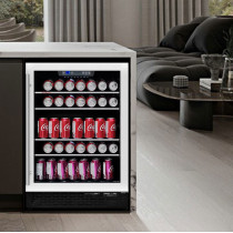 Wholesale 24 Inch Wine And Beer Fridge Built-In Single Zone Wine Cooler ZS-A150 with Wire Rack with Wooden strip and SS Door