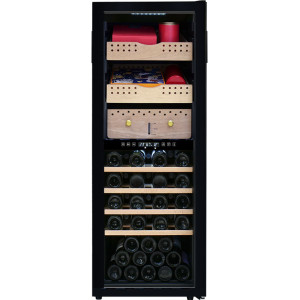 Humidors Factory OEM Dual Zone Humidity Cigar Cabinet and Wine Cooler ZS-B200X with 2 Different Wooden Rack and Full Glass Door