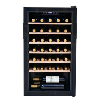 Atacado 33 Garrafas Adegas de Vinho Independentes no Canto ZS-A86 para Armazenamento de Vinho com Prateleira de Madeira de Faia e Porta de Vidro Completa