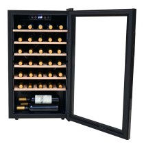 Wholesale 33 Bottles Free Standing Wine Cellars In The Corner ZS-A86 for Wine Storage with Beech Wooden Shelf and Full Glass Door