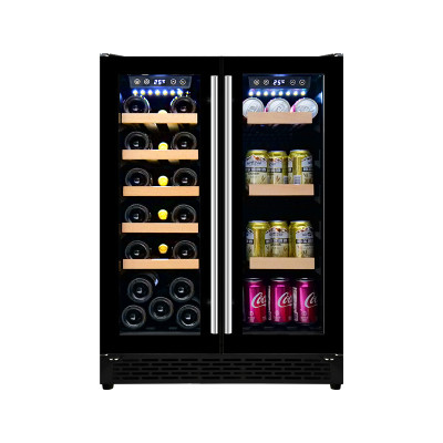 Wholesale Undercounter Double Glass Door Wine And Beverage Coolers Fridge ZS-B120 For Drinks Storage With Wire Rack SS Handle