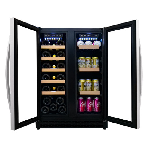 Wholesale Undercounter Double Glass Door Wine And Beverage Coolers Fridge ZS-B120 For Drinks Storage With Wire Rack SS Handle