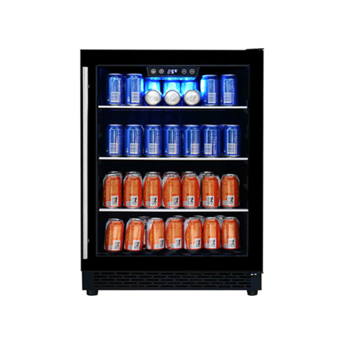 Custom-Made 148 Cans 23 Inch Built-In Beverage and Wine Cooler ZS-A145 For 120 Beverage Cooler Shelf and Wooden Strip and Full Glass Door