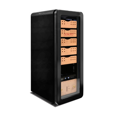 OEM Freestanding Circular Arc Red Electronic Cigar Humidor ZS-A58X for Cigar Storage with Cedar Wood Rack Plastic Frame