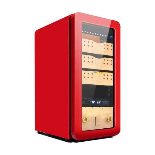 OEM Freestanding Retro Red Cigar Humidor ZS-A48X for Cigar Storage with Cedar Wood Rack Plastic Door
