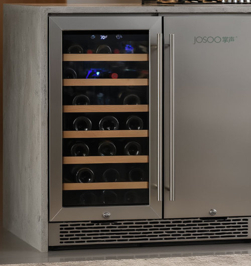 Wholesale Double French SS Door Beverage Cooler Wine Fridge ZS-B176 with Wire Rack Use Under Kitchen Countertops