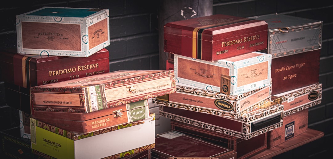 A collection of finely crafted wood desktop humidors