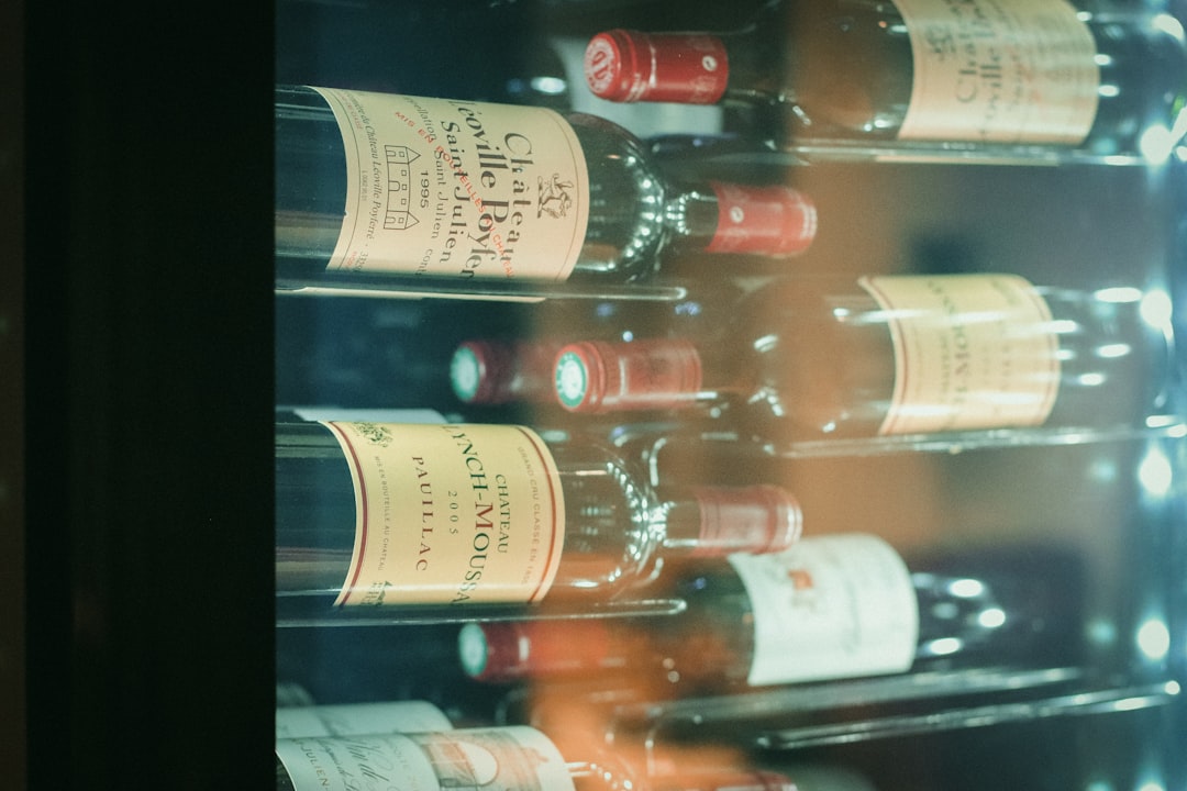 Close-up shot of a UV-protected, double-paned glass door on a home wine cooler.