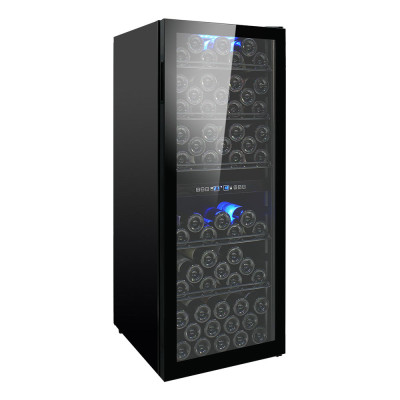 Wholesale Custom Vertical Double Temperature Wine Cooler Deluxe Large Size ZS-B200 with Black Wire Shelf for Hotel Home Use